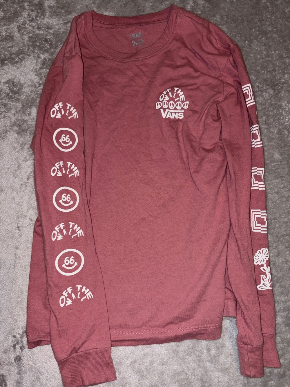 Vans Women’s Long Sleeve - Pink with White Prints